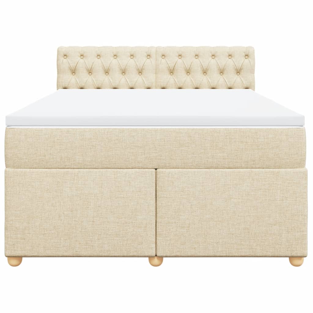 Boxspring met matras stof crèmekleurig 160x200 cm is nu te koop bij PeponiXL, paradijselijk wonen!