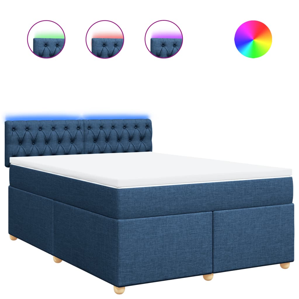 Boxspring met matras stof blauw 160x200 cm is nu te koop bij PeponiXL, paradijselijk wonen!