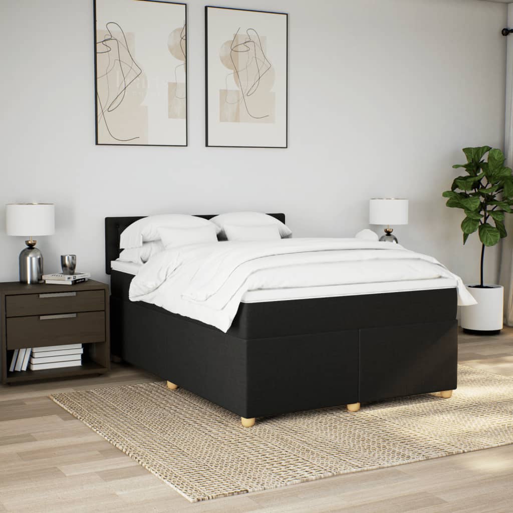 Boxspring met matras stof zwart 160x200 cm is nu te koop bij PeponiXL, paradijselijk wonen!
