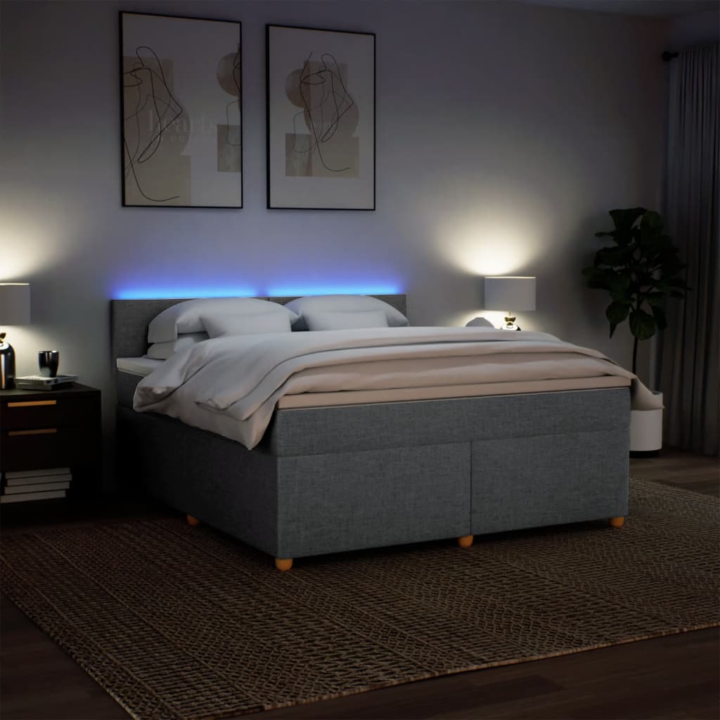 Boxspring met matras stof lichtgrijs 180x200 cm is nu te koop bij PeponiXL, paradijselijk wonen!