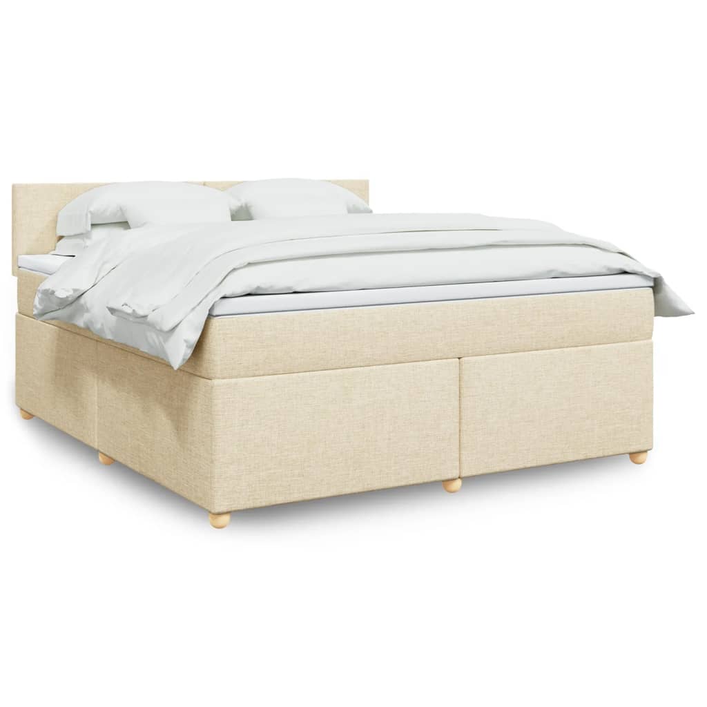 Boxspring met matras stof crèmekleurig 180x200 cm is nu te koop bij PeponiXL, paradijselijk wonen!