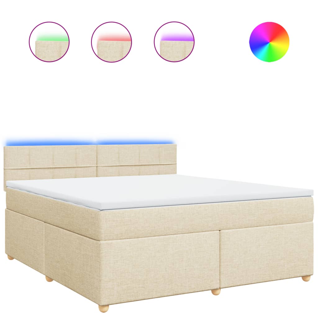 Boxspring met matras stof crèmekleurig 180x200 cm is nu te koop bij PeponiXL, paradijselijk wonen!