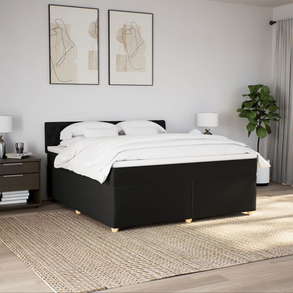 Boxspring met matras stof zwart 180x200 cm is nu te koop bij PeponiXL, paradijselijk wonen!