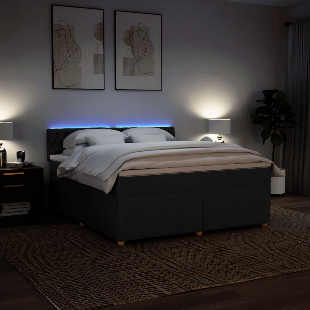 Boxspring met matras stof zwart 180x200 cm is nu te koop bij PeponiXL, paradijselijk wonen!