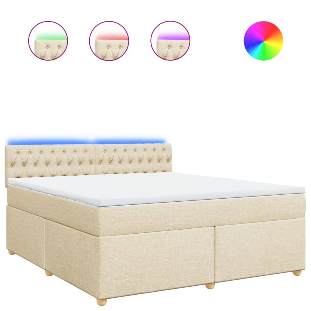 Boxspring met matras stof crèmekleurig 180x200 cm is nu te koop bij PeponiXL, paradijselijk wonen!