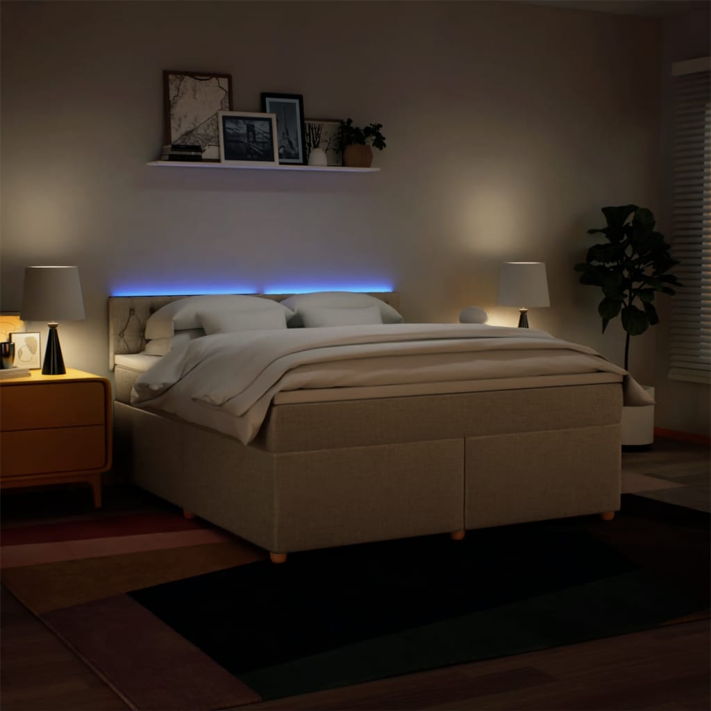 Boxspring met matras stof crèmekleurig 180x200 cm is nu te koop bij PeponiXL, paradijselijk wonen!