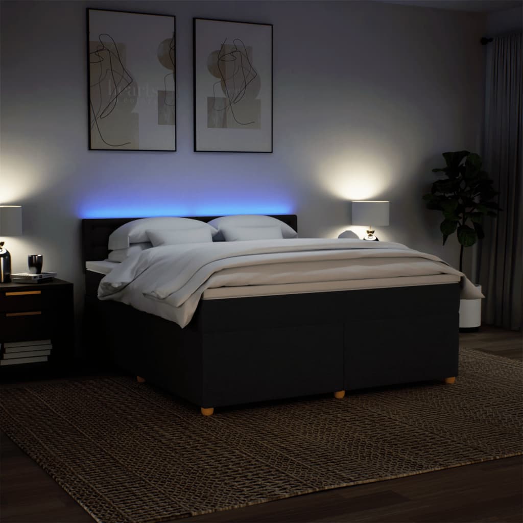 Boxspring met matras stof zwart 180x200 cm is nu te koop bij PeponiXL, paradijselijk wonen!