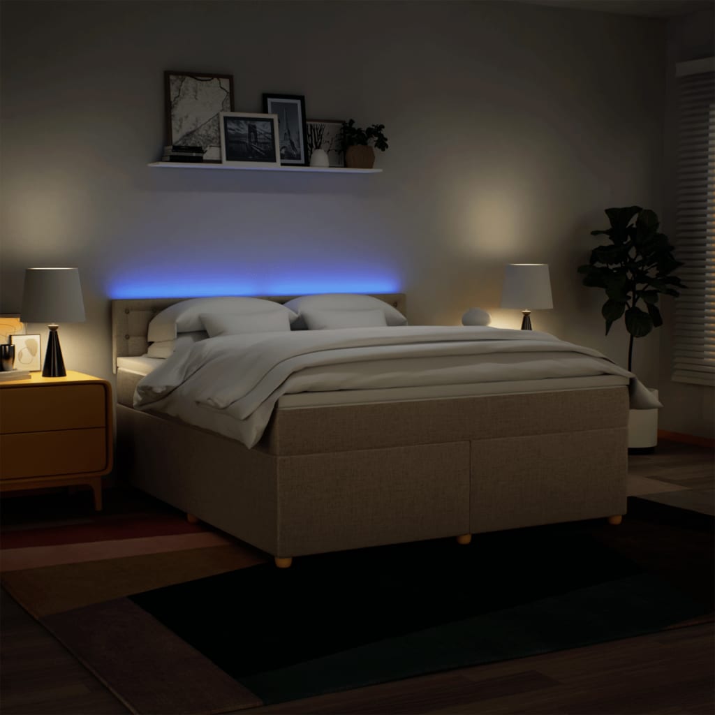 Boxspring met matras stof crèmekleurig 180x200 cm is nu te koop bij PeponiXL, paradijselijk wonen!