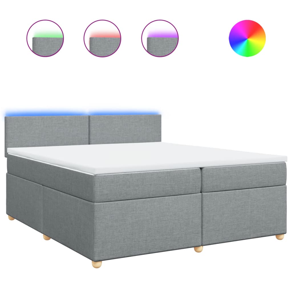 Boxspring met matras stof lichtgrijs 200x200 cm is nu te koop bij PeponiXL, paradijselijk wonen!