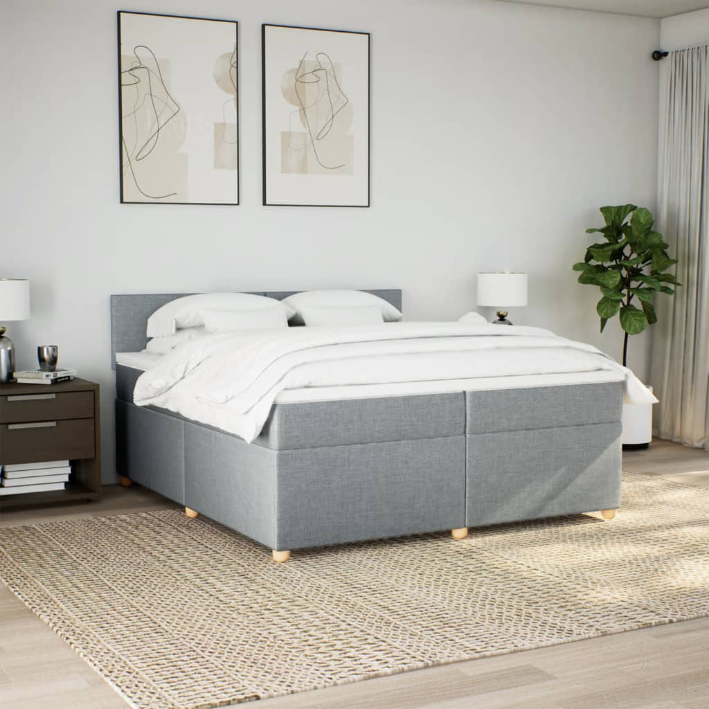 Boxspring met matras stof lichtgrijs 200x200 cm is nu te koop bij PeponiXL, paradijselijk wonen!