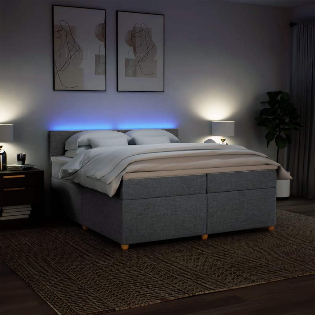 Boxspring met matras stof lichtgrijs 200x200 cm is nu te koop bij PeponiXL, paradijselijk wonen!