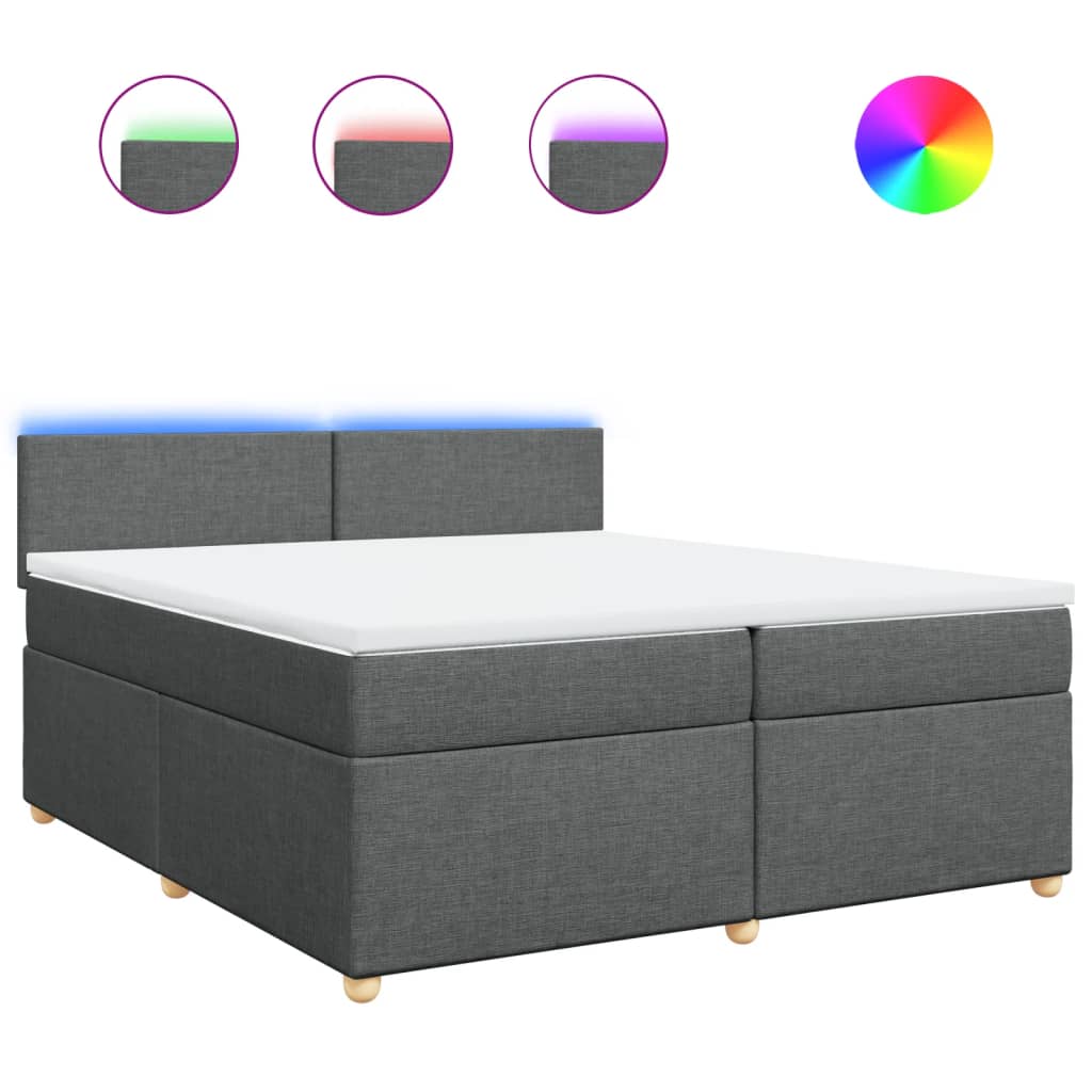 Boxspring met matras stof donkergrijs 200x200 cm is nu te koop bij PeponiXL, paradijselijk wonen!