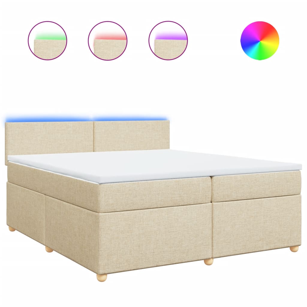 Boxspring met matras stof crèmekleurig 200x200 cm is nu te koop bij PeponiXL, paradijselijk wonen!