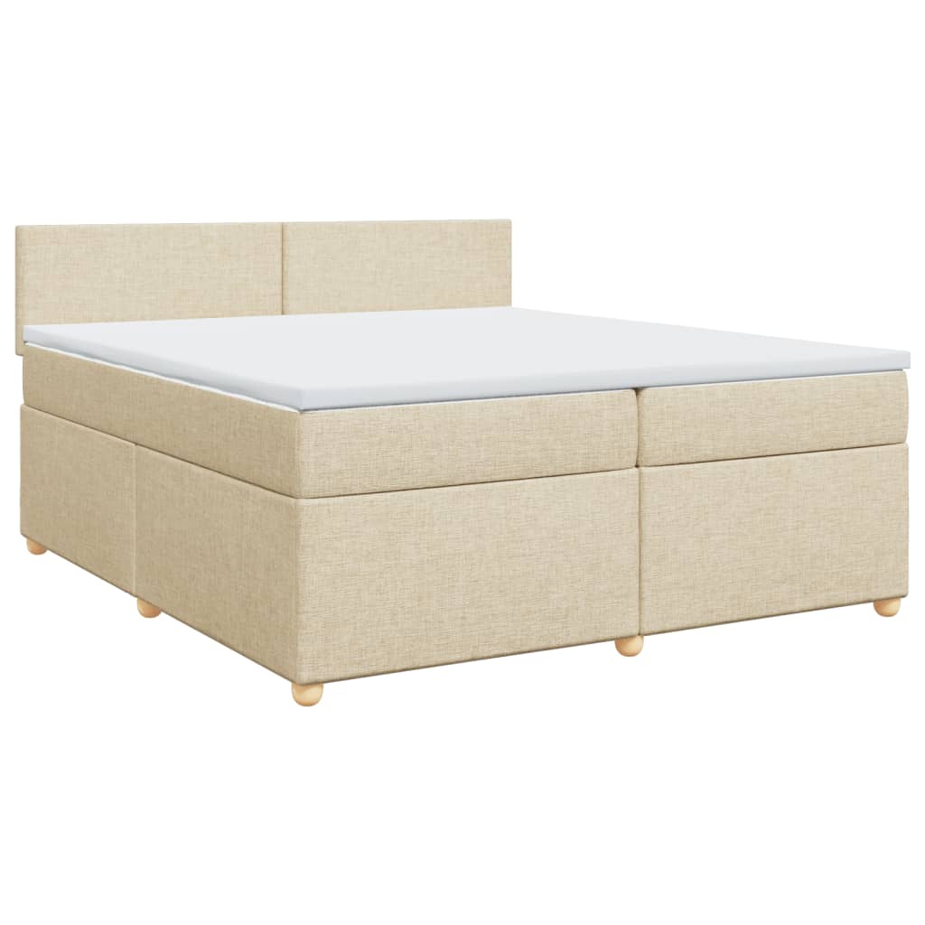 Boxspring met matras stof crèmekleurig 200x200 cm is nu te koop bij PeponiXL, paradijselijk wonen!