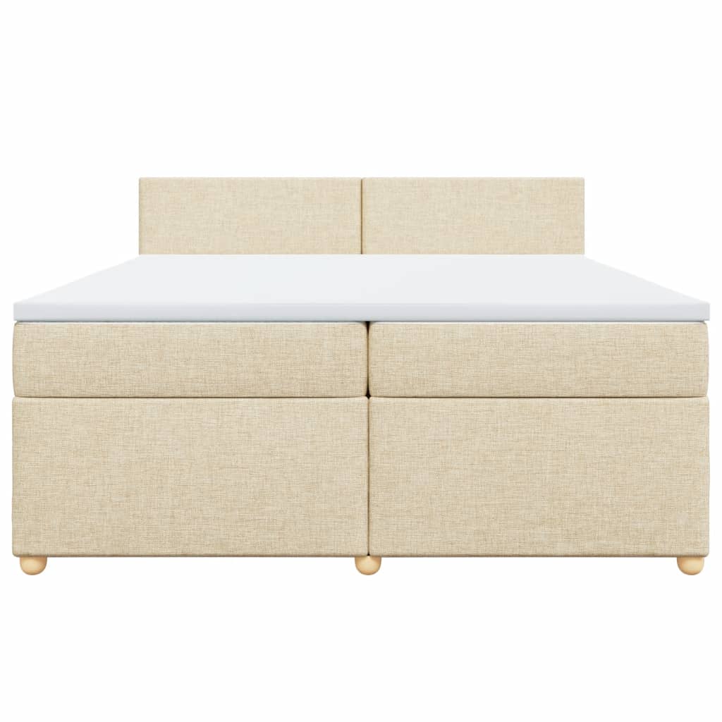 Boxspring met matras stof crèmekleurig 200x200 cm is nu te koop bij PeponiXL, paradijselijk wonen!