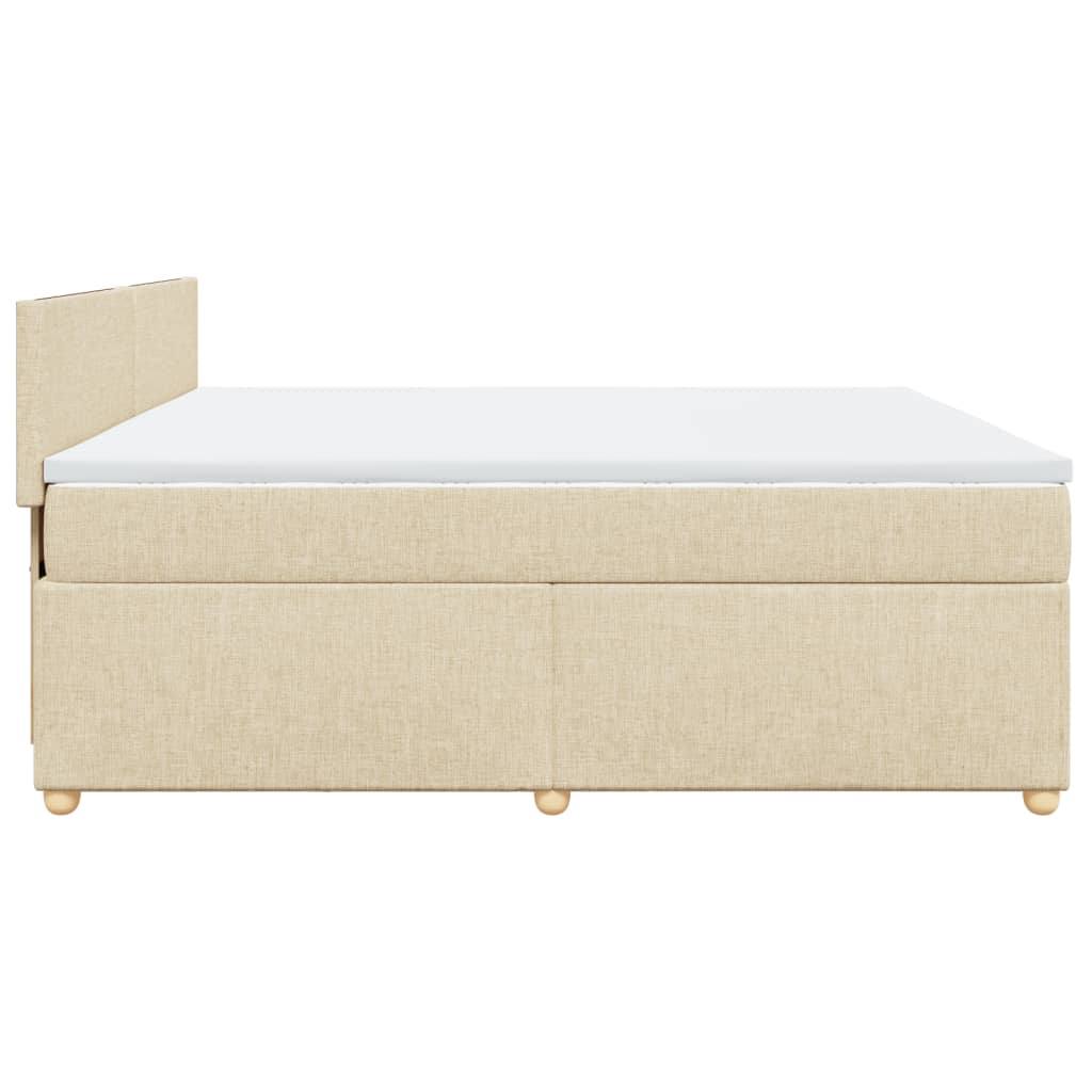 Boxspring met matras stof crèmekleurig 200x200 cm is nu te koop bij PeponiXL, paradijselijk wonen!