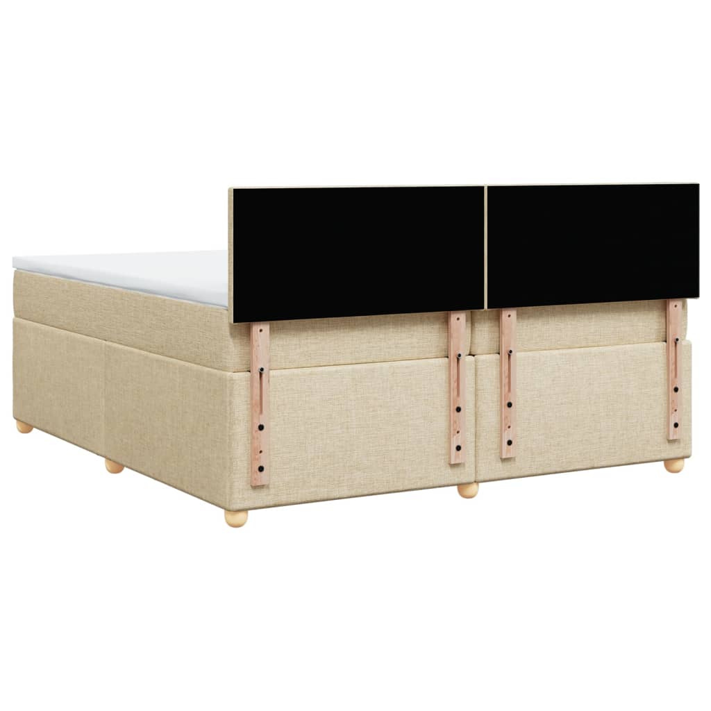 Boxspring met matras stof crèmekleurig 200x200 cm is nu te koop bij PeponiXL, paradijselijk wonen!
