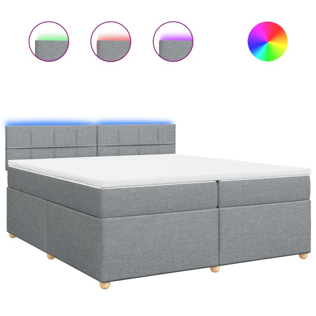 Boxspring met matras stof lichtgrijs 200x200 cm is nu te koop bij PeponiXL, paradijselijk wonen!