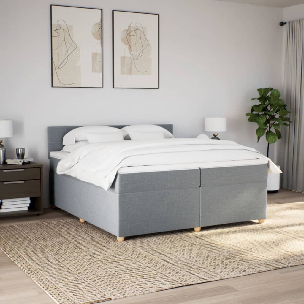 Boxspring met matras stof lichtgrijs 200x200 cm is nu te koop bij PeponiXL, paradijselijk wonen!