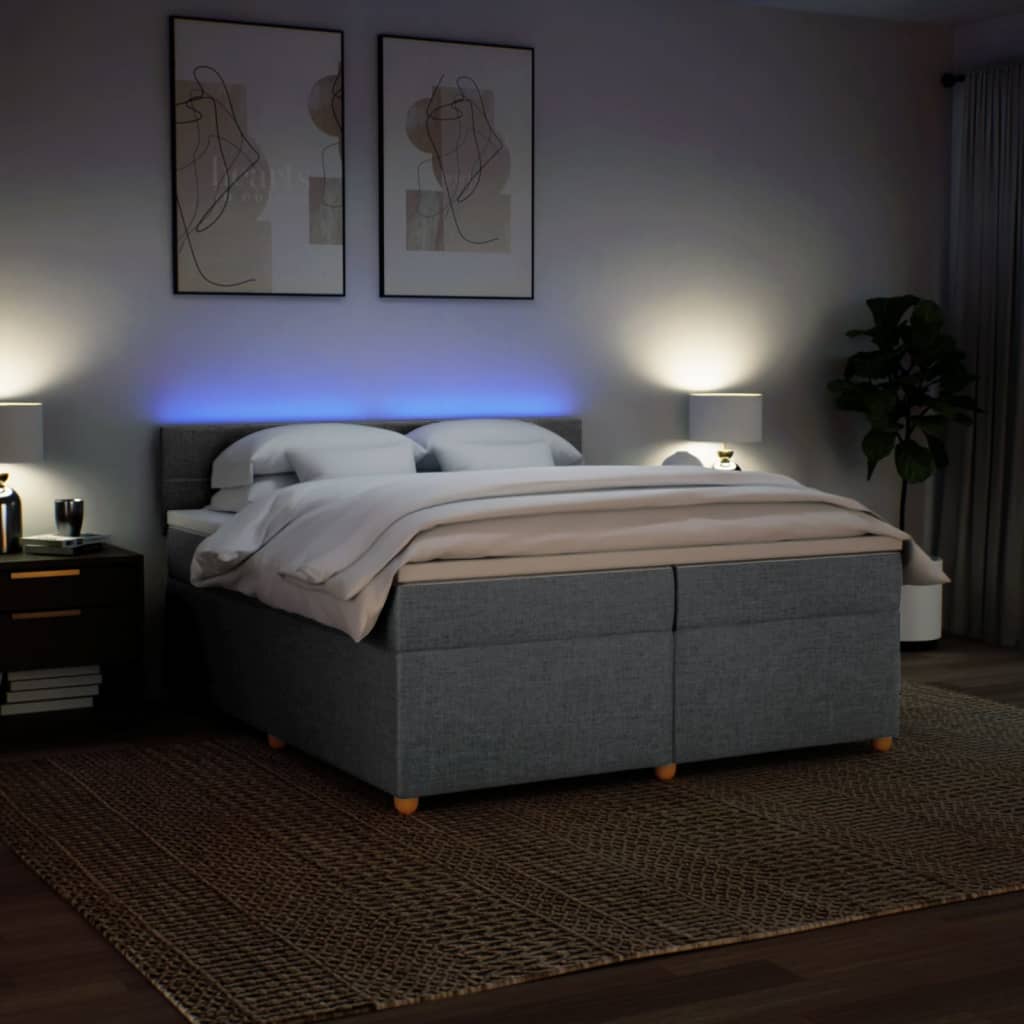 Boxspring met matras stof lichtgrijs 200x200 cm is nu te koop bij PeponiXL, paradijselijk wonen!