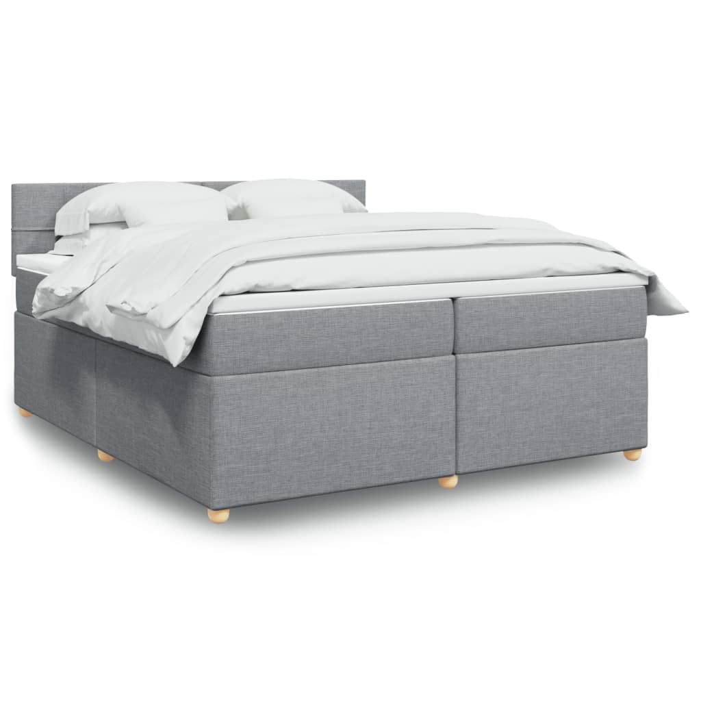 Boxspring met matras stof lichtgrijs 200x200 cm is nu te koop bij PeponiXL, paradijselijk wonen!