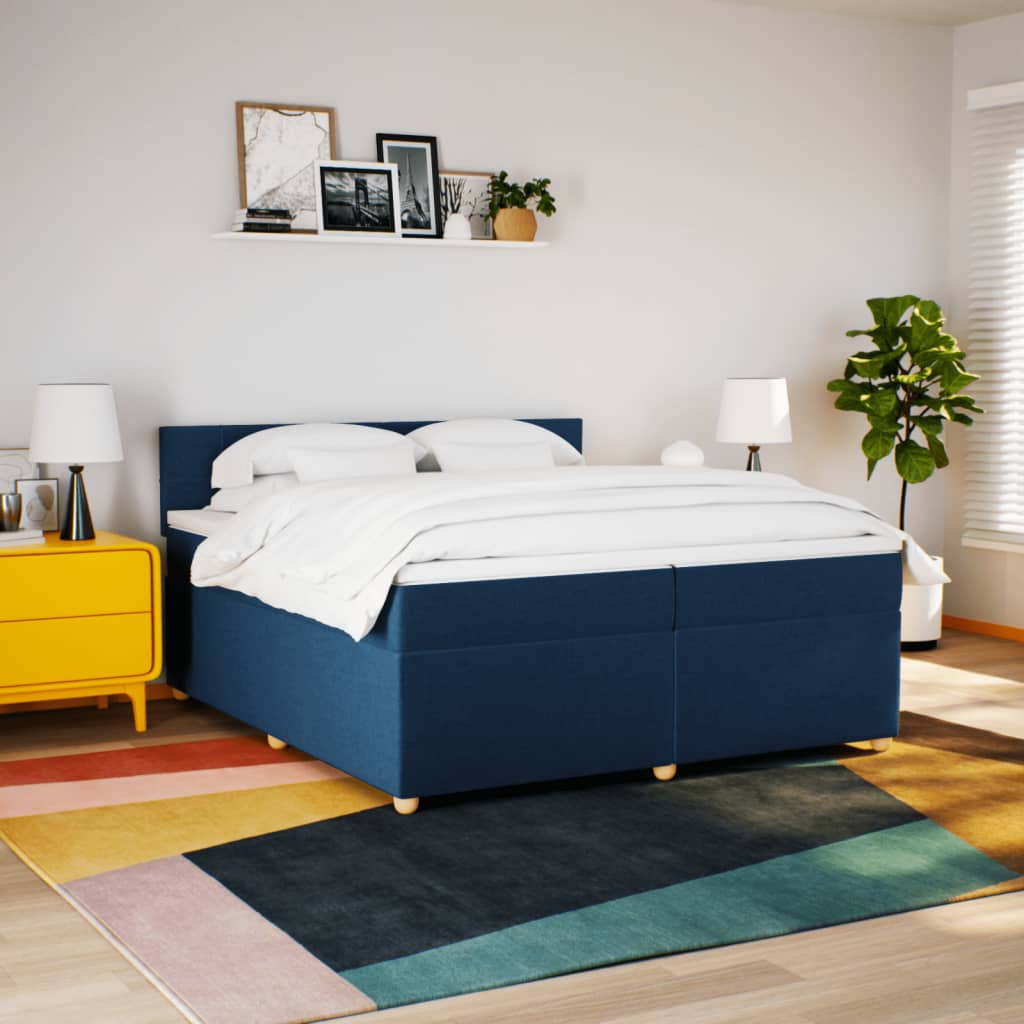 Boxspring met matras stof blauw 200x200 cm is nu te koop bij PeponiXL, paradijselijk wonen!