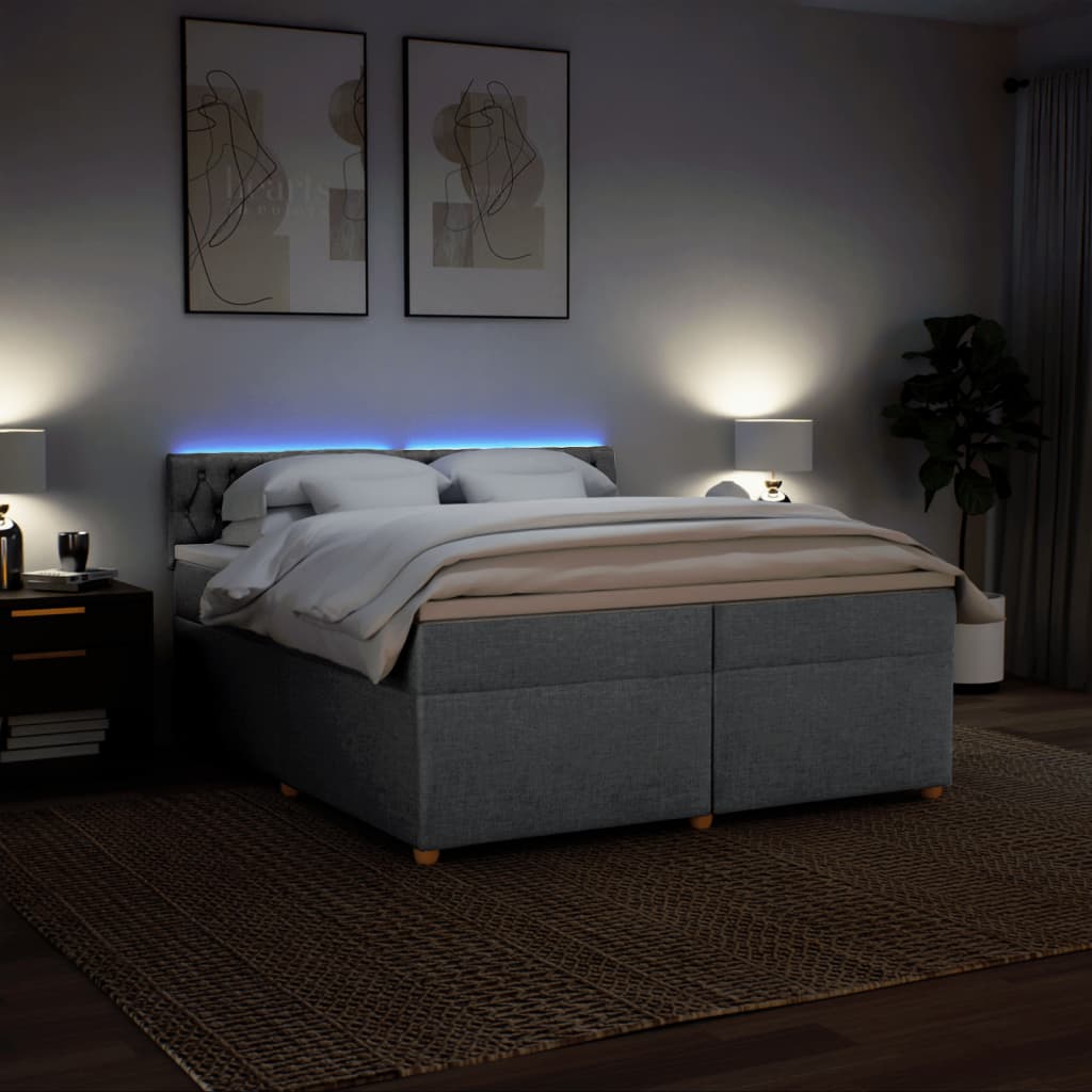 Boxspring met matras stof lichtgrijs 200x200 cm is nu te koop bij PeponiXL, paradijselijk wonen!