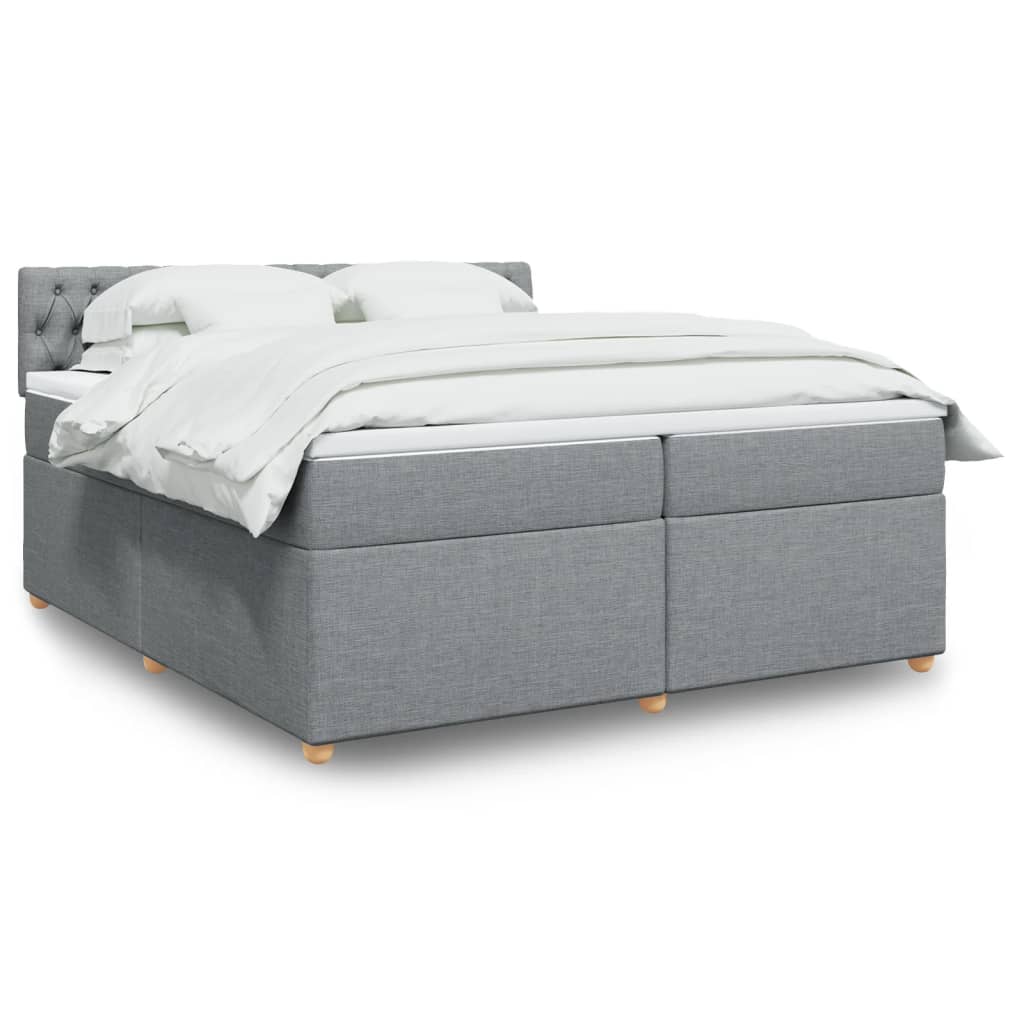 Boxspring met matras stof lichtgrijs 200x200 cm is nu te koop bij PeponiXL, paradijselijk wonen!