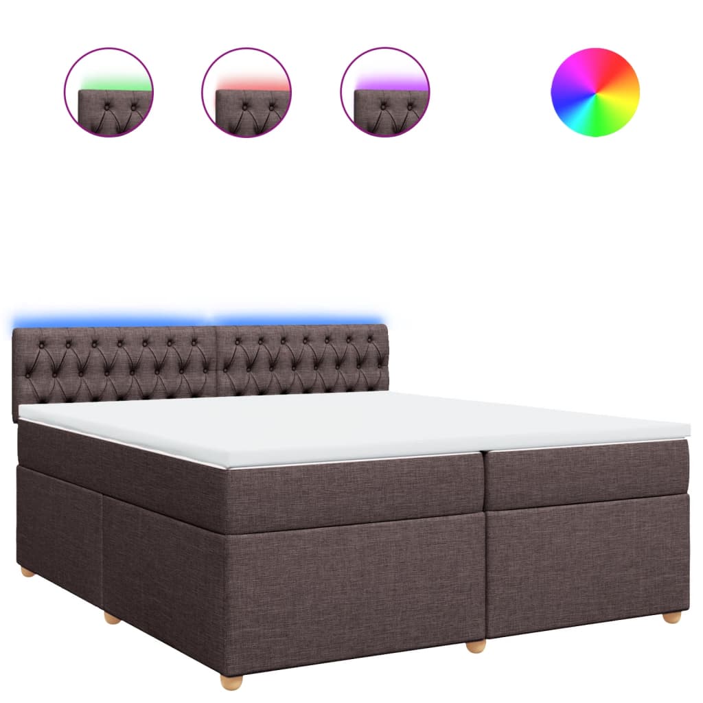 Boxspring met matras stof donkerbruin 200x200 cm is nu te koop bij PeponiXL, paradijselijk wonen!
