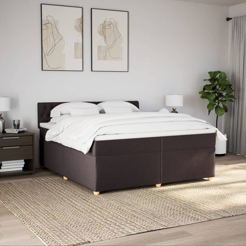 Boxspring met matras stof donkerbruin 200x200 cm is nu te koop bij PeponiXL, paradijselijk wonen!