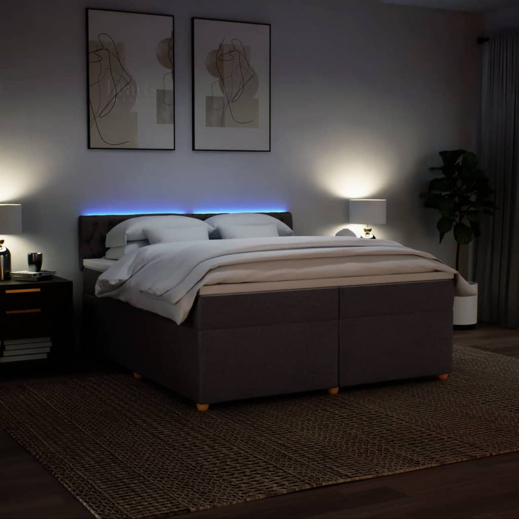 Boxspring met matras stof donkerbruin 200x200 cm is nu te koop bij PeponiXL, paradijselijk wonen!