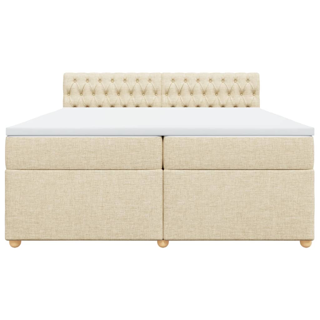 Boxspring met matras stof crèmekleurig 200x200 cm is nu te koop bij PeponiXL, paradijselijk wonen!