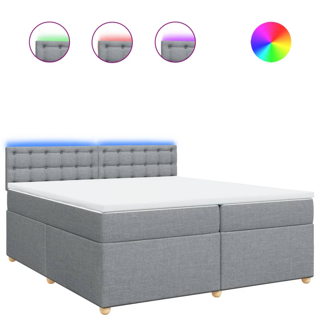 Boxspring met matras stof lichtgrijs 200x200 cm is nu te koop bij PeponiXL, paradijselijk wonen!