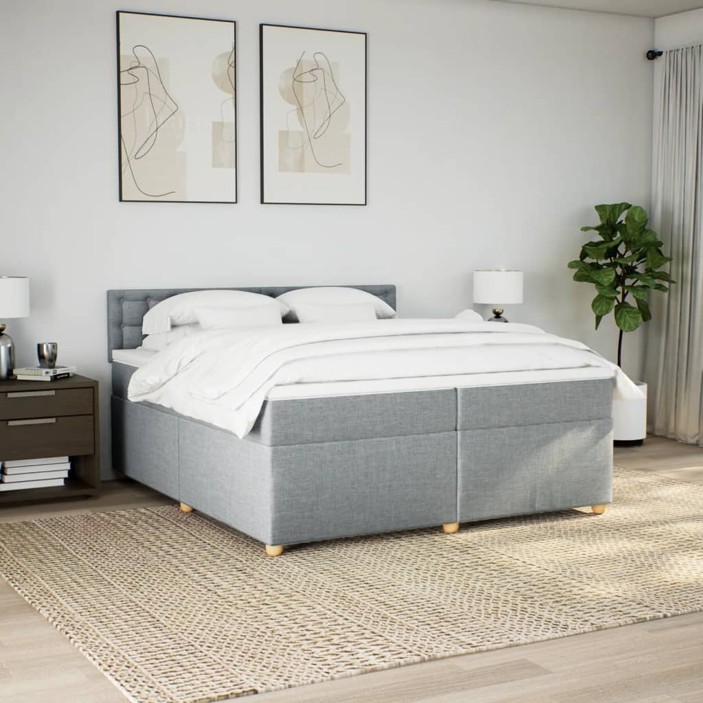 Boxspring met matras stof lichtgrijs 200x200 cm is nu te koop bij PeponiXL, paradijselijk wonen!