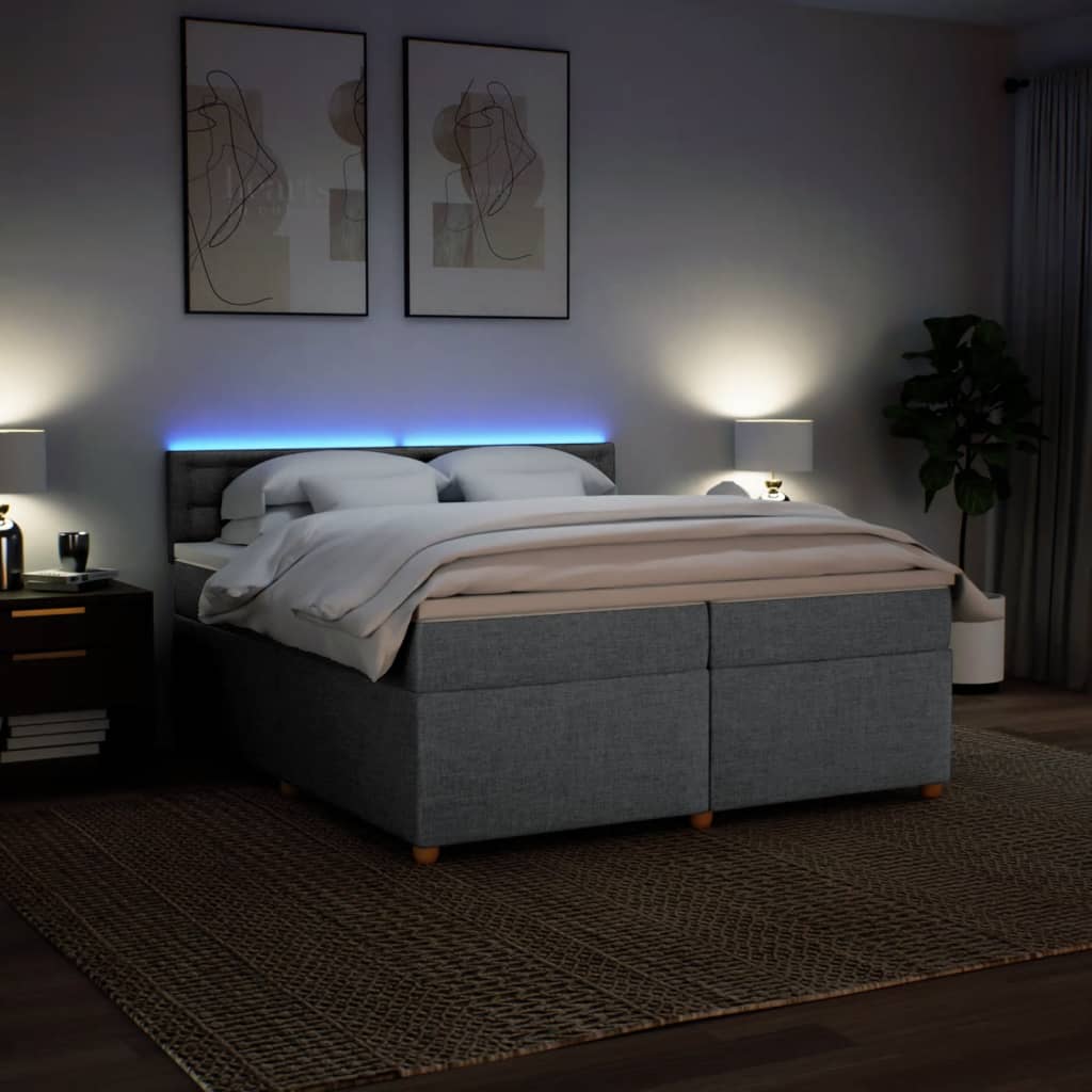 Boxspring met matras stof lichtgrijs 200x200 cm is nu te koop bij PeponiXL, paradijselijk wonen!