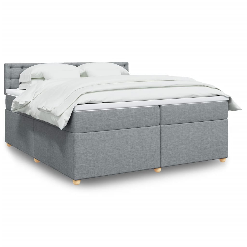 Boxspring met matras stof lichtgrijs 200x200 cm is nu te koop bij PeponiXL, paradijselijk wonen!