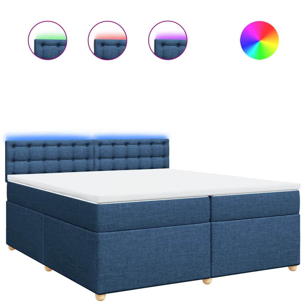 Boxspring met matras stof blauw 200x200 cm is nu te koop bij PeponiXL, paradijselijk wonen!