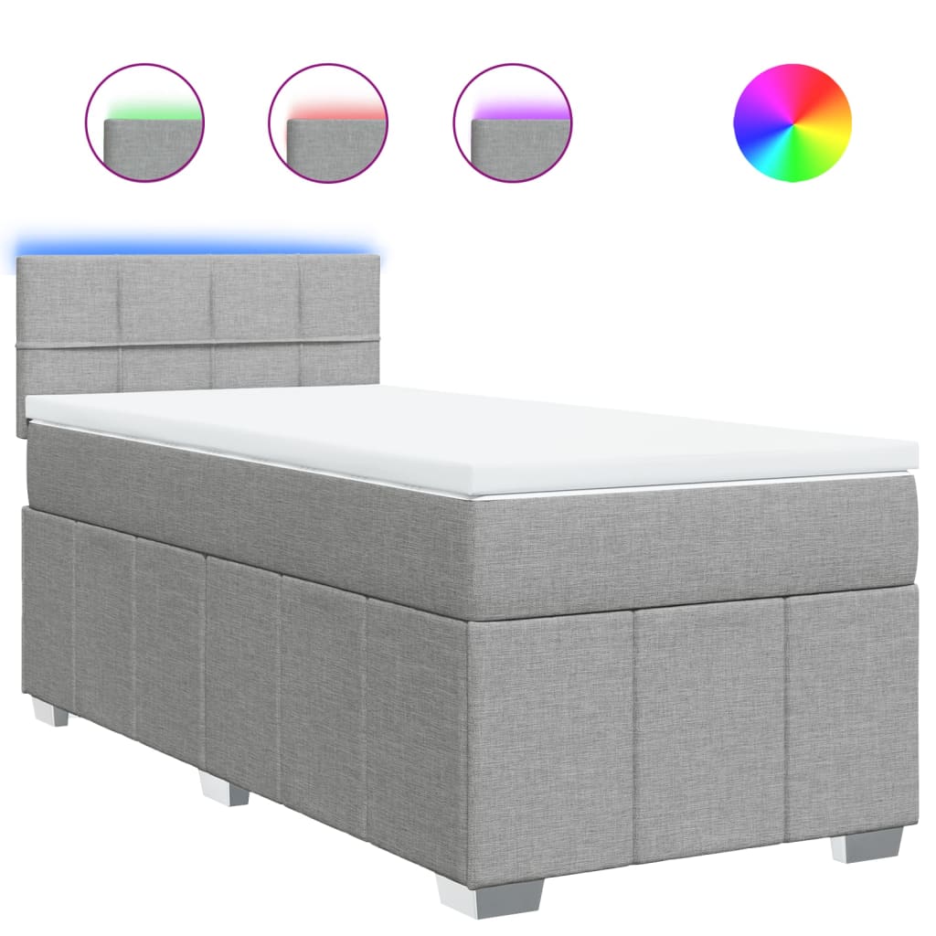 Boxspring met matras stof lichtgrijs 80x200 cm is nu te koop bij PeponiXL, paradijselijk wonen!