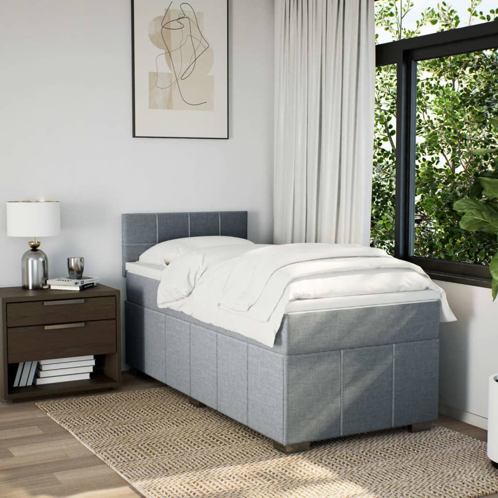 Boxspring met matras stof lichtgrijs 80x200 cm is nu te koop bij PeponiXL, paradijselijk wonen!