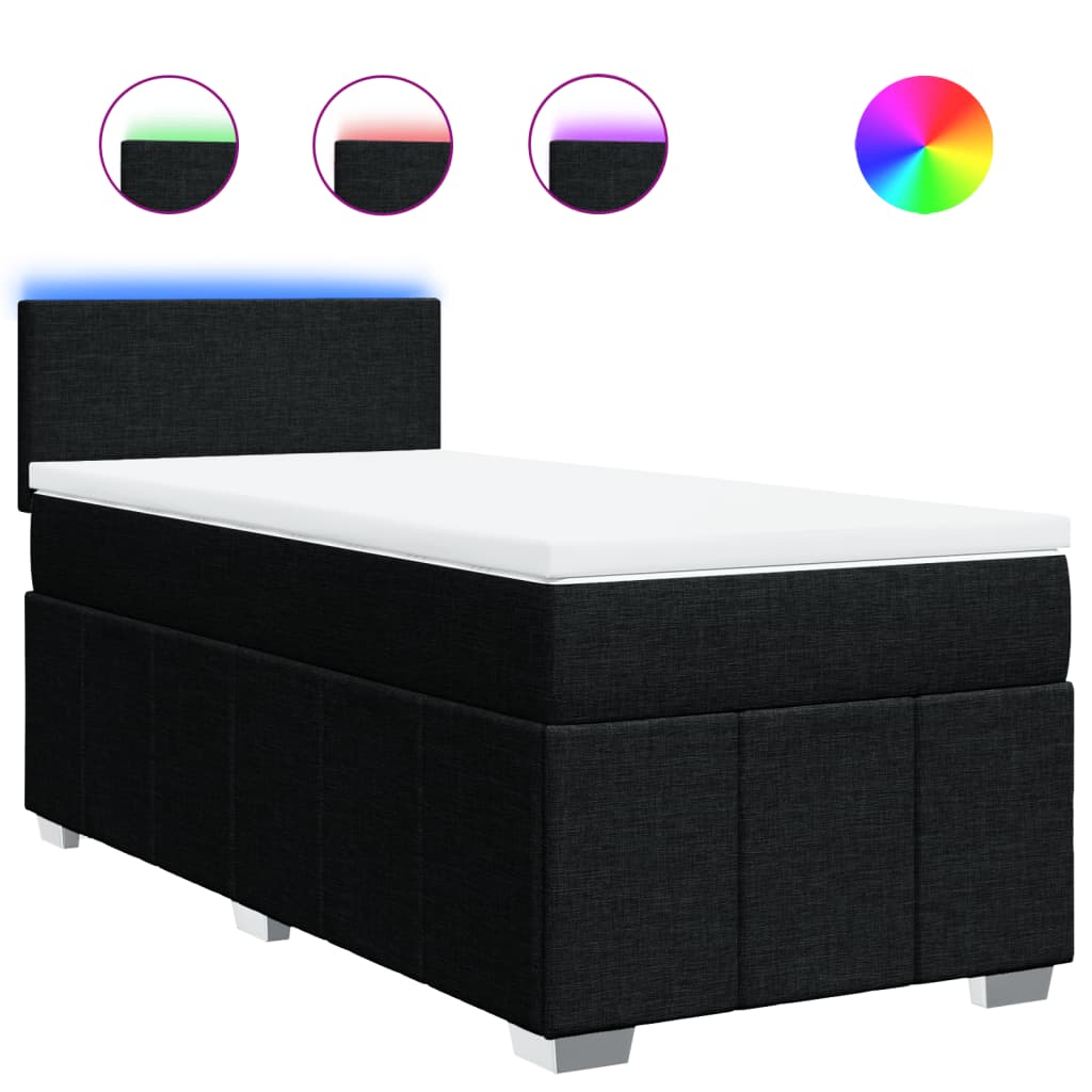 Boxspring met matras stof zwart 90x190 cm is nu te koop bij PeponiXL, paradijselijk wonen!