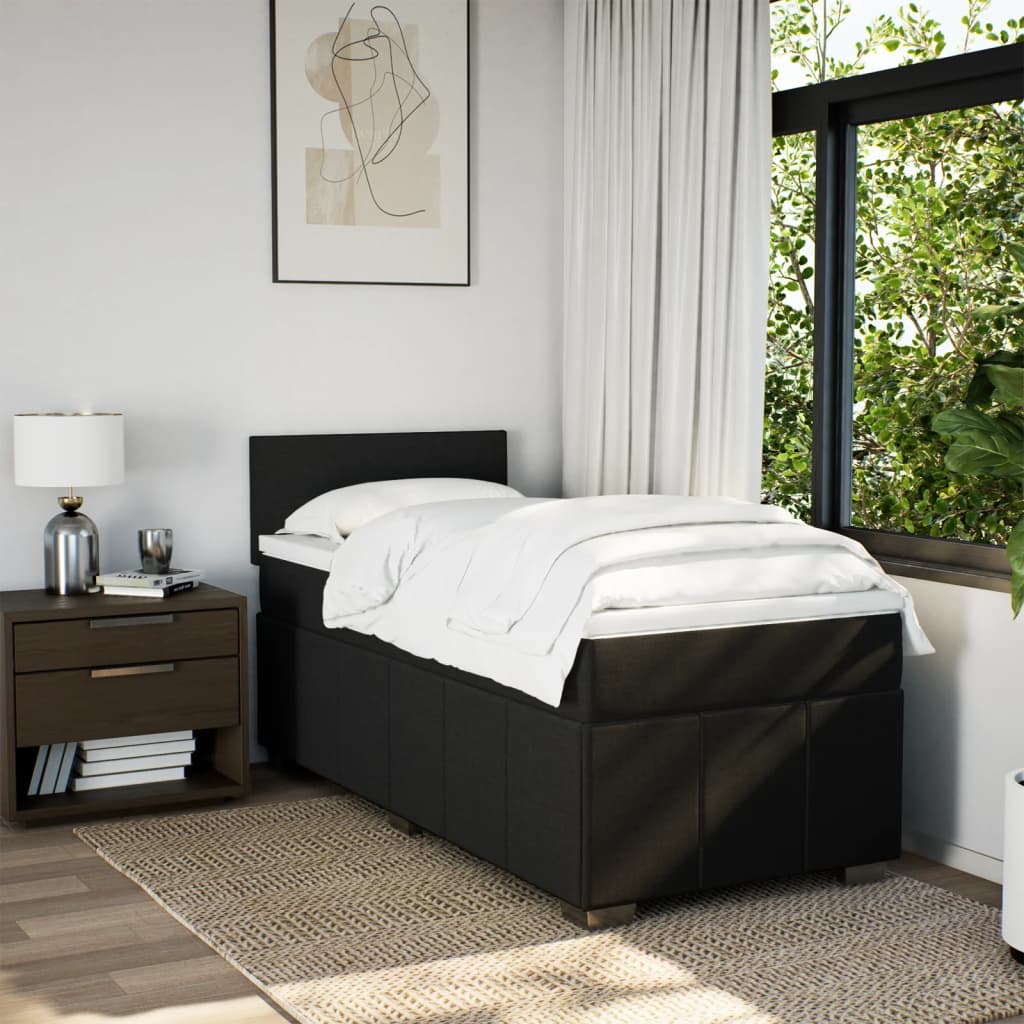 Boxspring met matras stof zwart 90x190 cm is nu te koop bij PeponiXL, paradijselijk wonen!