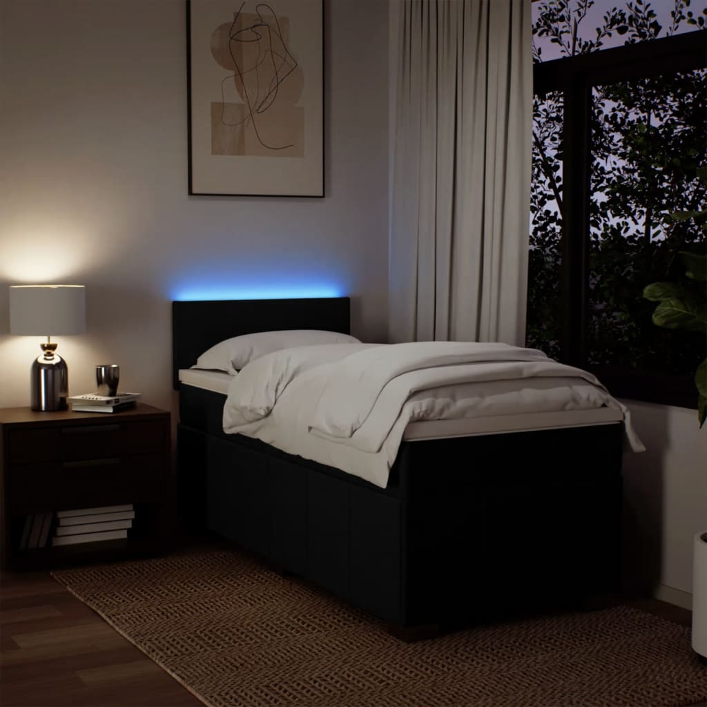 Boxspring met matras stof zwart 90x190 cm is nu te koop bij PeponiXL, paradijselijk wonen!
