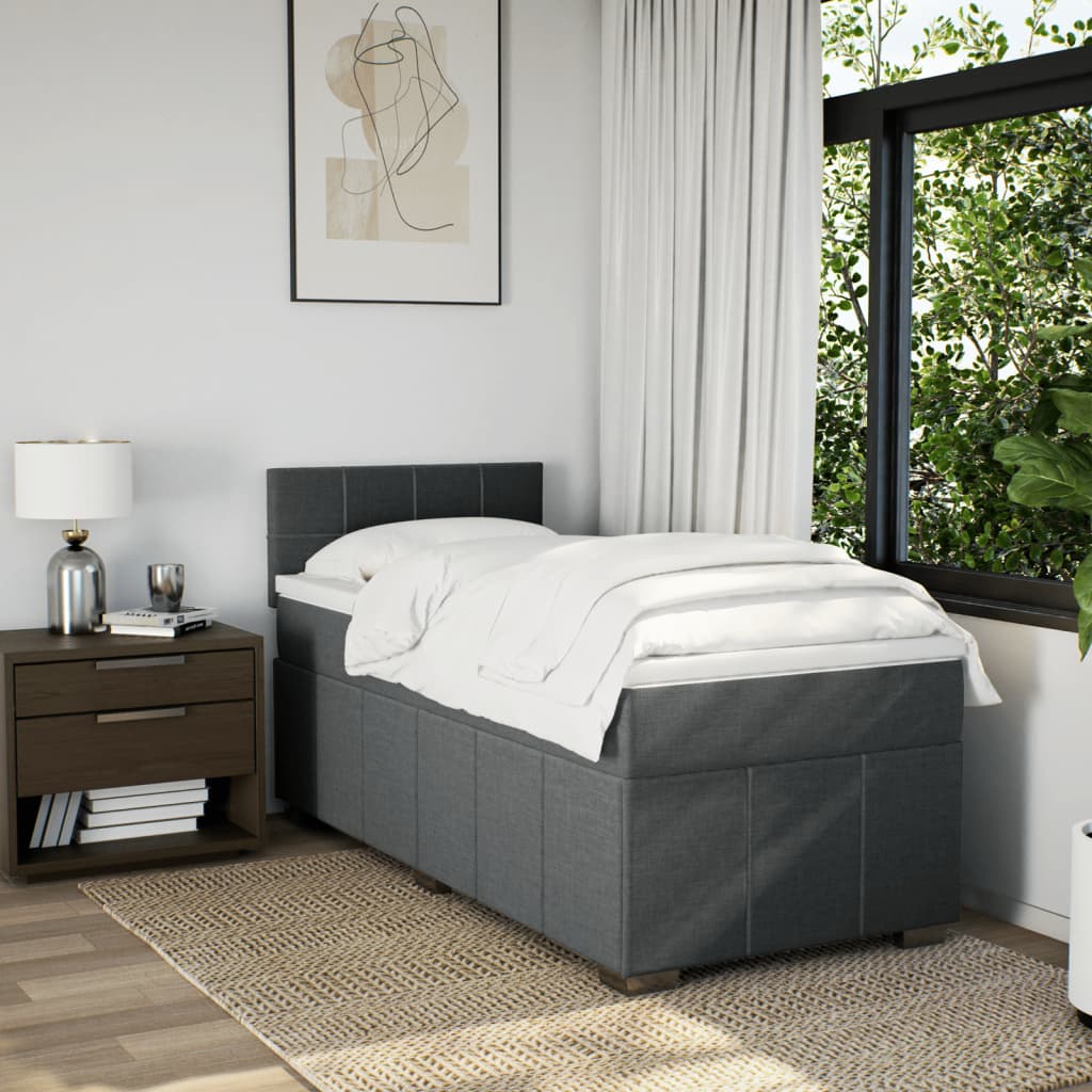 Boxspring met matras stof donkergrijs 90x190 cm is nu te koop bij PeponiXL, paradijselijk wonen!