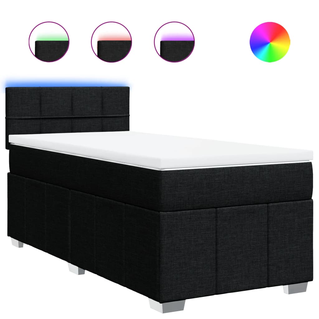 Boxspring met matras stof zwart 90x190 cm is nu te koop bij PeponiXL, paradijselijk wonen!