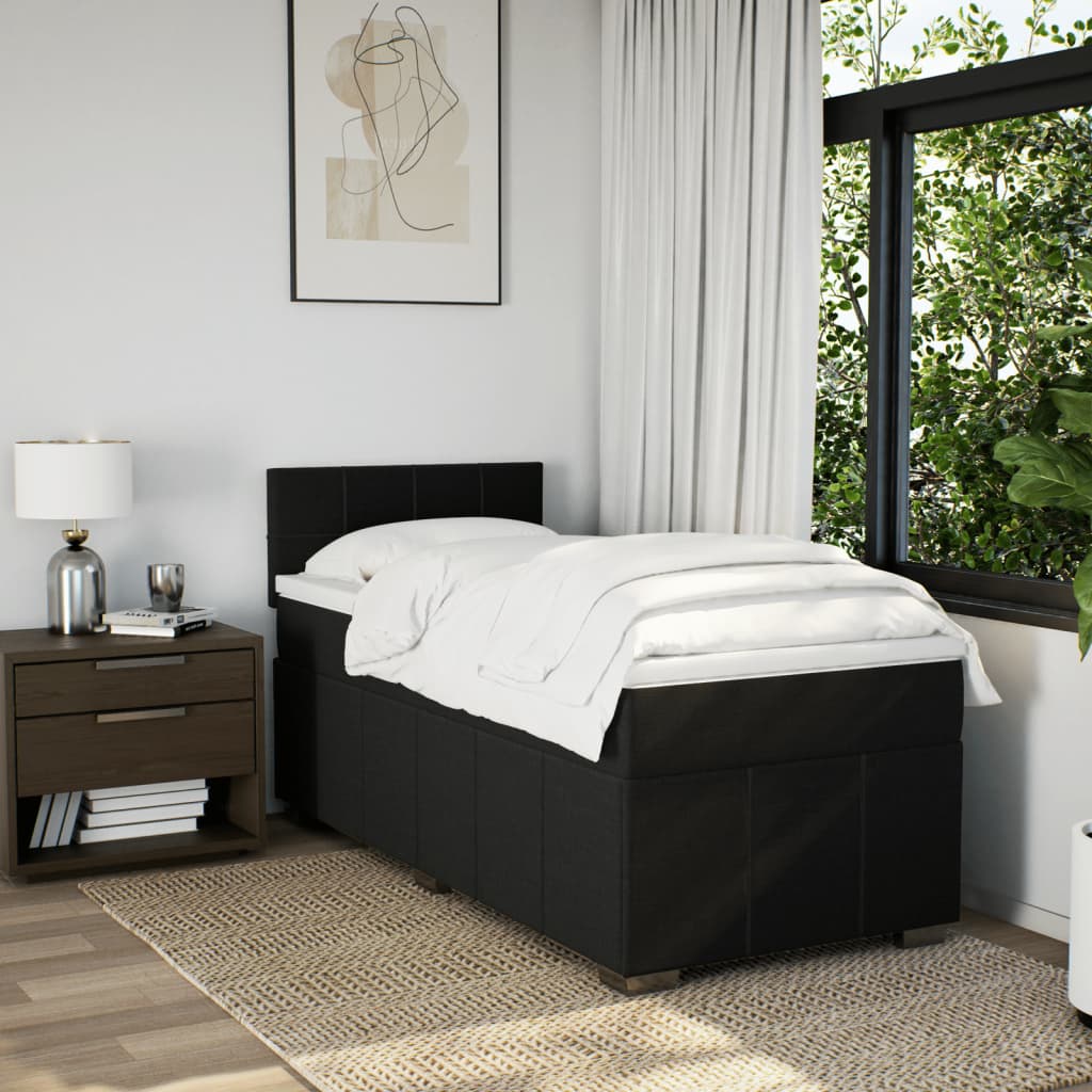 Boxspring met matras stof zwart 90x190 cm is nu te koop bij PeponiXL, paradijselijk wonen!