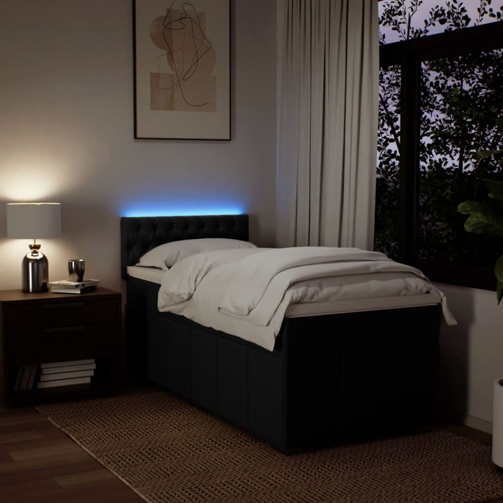Boxspring met matras stof zwart 90x190 cm is nu te koop bij PeponiXL, paradijselijk wonen!