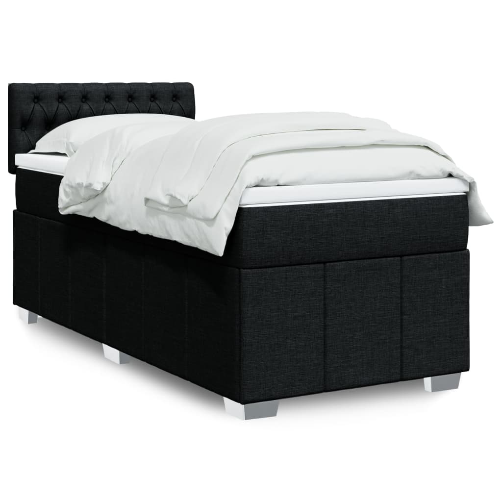 Boxspring met matras stof zwart 90x190 cm is nu te koop bij PeponiXL, paradijselijk wonen!