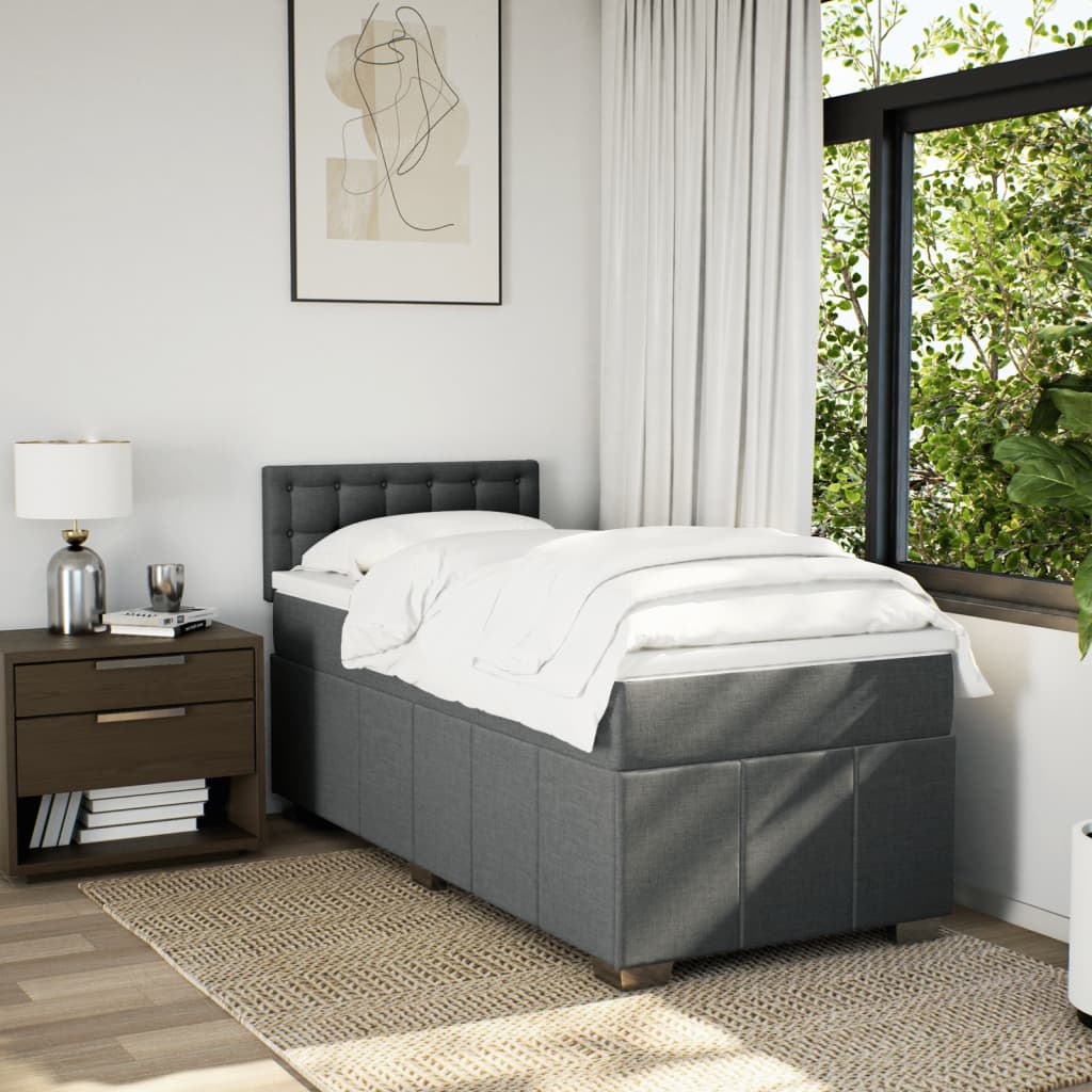 Boxspring met matras stof donkergrijs 90x190 cm is nu te koop bij PeponiXL, paradijselijk wonen!