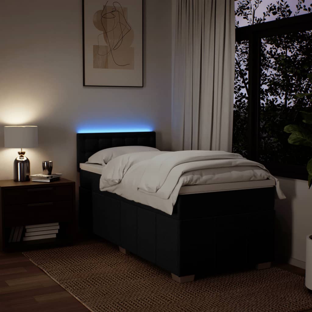 Boxspring met matras stof zwart 90x190 cm is nu te koop bij PeponiXL, paradijselijk wonen!