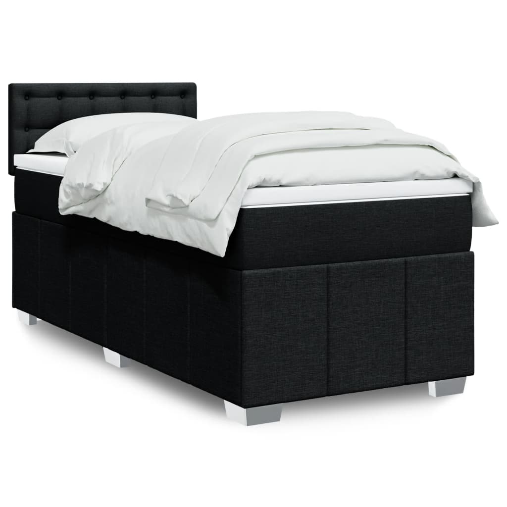 Boxspring met matras stof zwart 90x190 cm is nu te koop bij PeponiXL, paradijselijk wonen!
